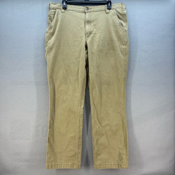 Carhartt Khaki Pants Men's 38x32 Tan Relaxed Fit Straight Leg Work Heavy Duty - Picture 1 of 16